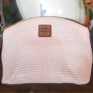 Dooney & Bourke Embossed Lizard Suki Pink Leather Crossbody Bag